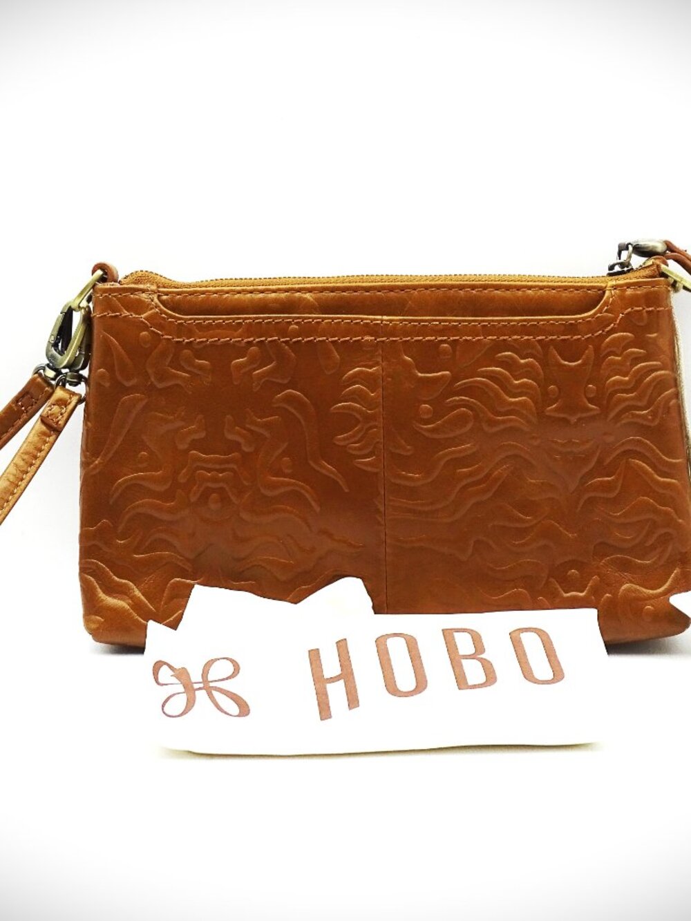 HOBO INTERNATIONAL Darcy Genuine Tooled Truffer Color Leather Wristlet Wallet